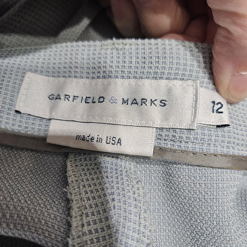 Garfield Marks Blazer Jacket Suit Women 12 Gray Button Micro Check USA Office - Picture 15 of 16